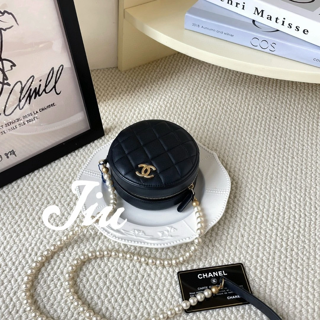 99新 Chanel/香奈儿 金羊珍珠链圆饼31开卡中检JM13-0454