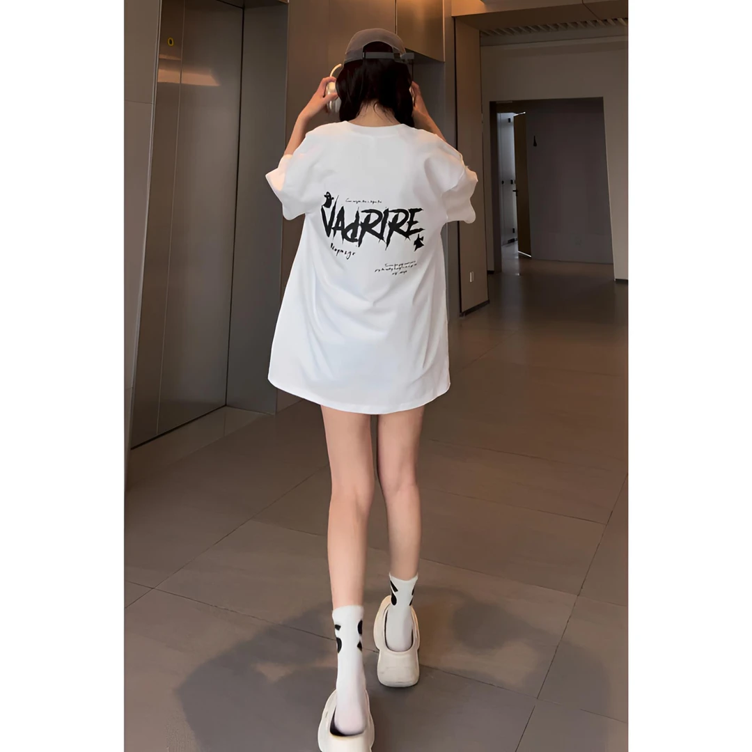 美式复古高街潮牌短袖t恤女夏季2025新款宽松显瘦下衣失踪体恤衫