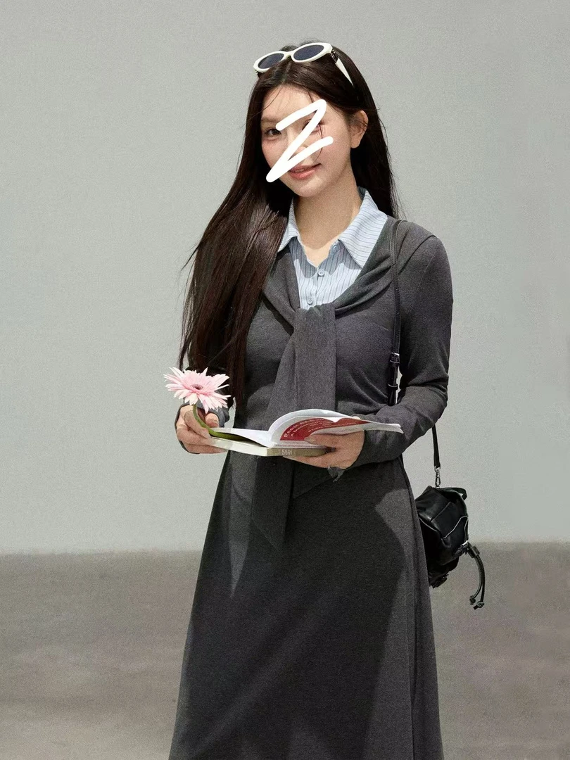 秋季新款大码女装胖妹妹mm显瘦学院风减龄连衣裙 9988