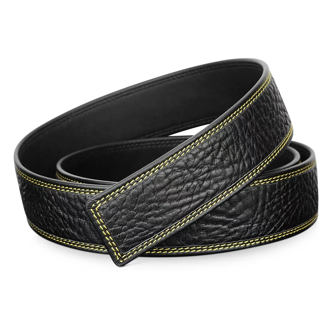 非洲进口狂野牛皮腰带高档男士轻奢真皮百搭男款裤腰带黑色男式