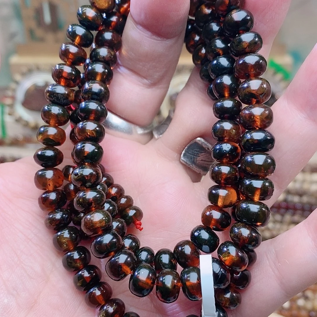 琥珀未镶嵌裸石血珀108 8+