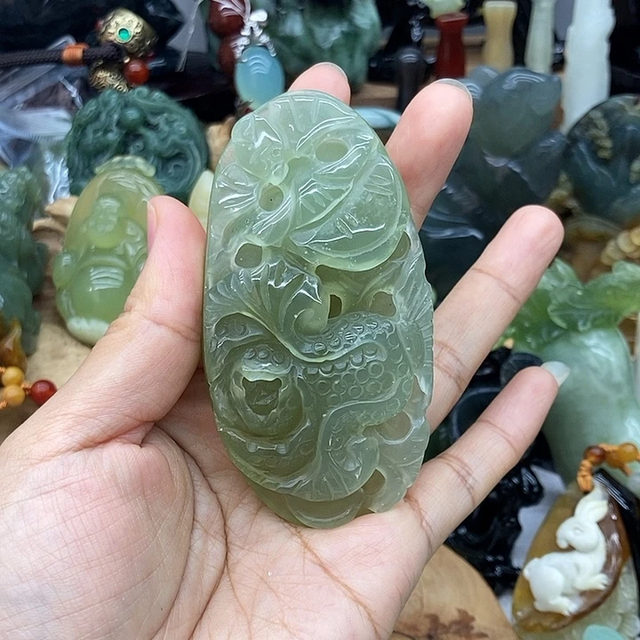 穿***期岫玉未镶嵌手把件