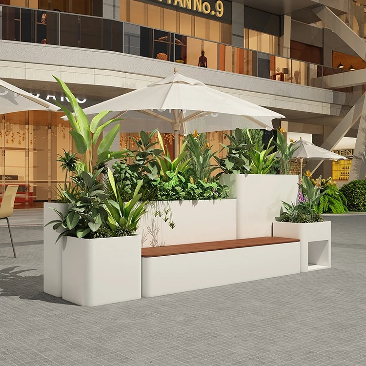 户外铁艺花箱坐凳 市政商业街道绿化花坛 售楼部小区室外花槽组合