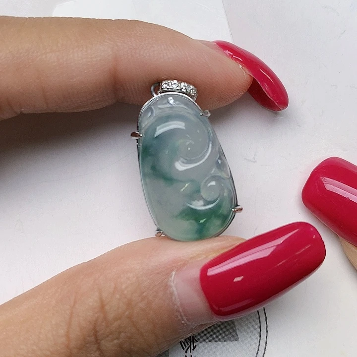 颈饰银S925镶嵌翡翠天然翡翠