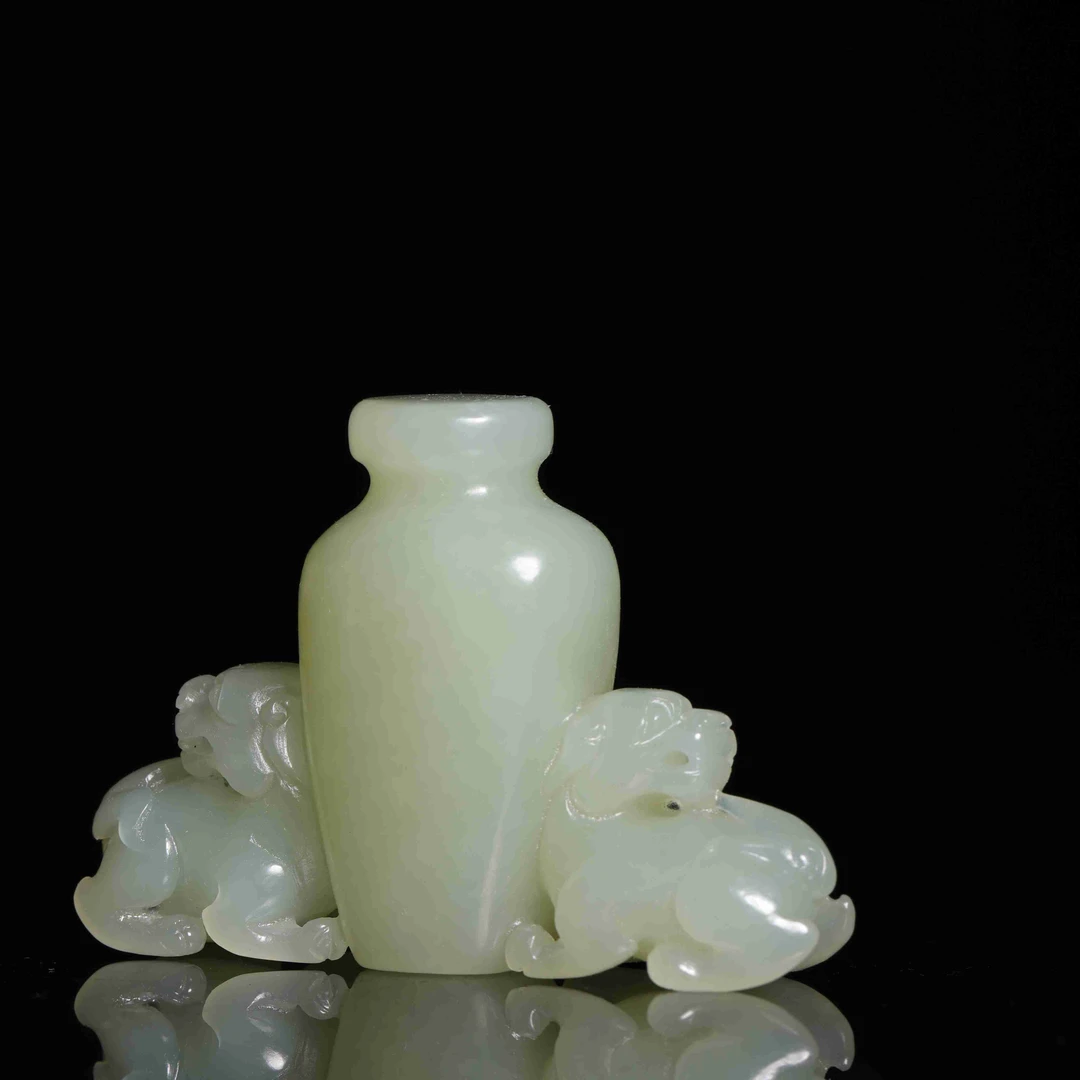 清代和田玉祥瑞平安花件-NX