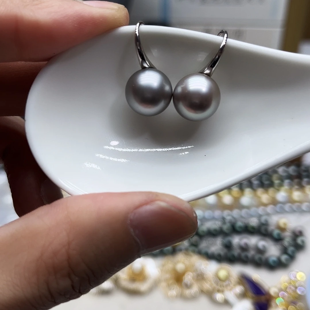 海水珍珠耳饰银S925镶嵌