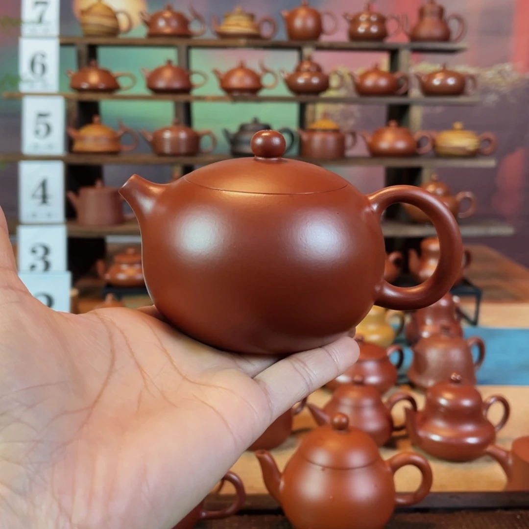 茶壶紫砂生****潮州手工手把朱泥西施壶