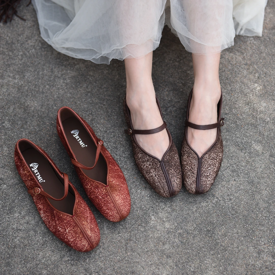 Artmu阿木真皮玛丽珍女鞋绝美不累脚小单鞋新款平底奶奶鞋9932-6