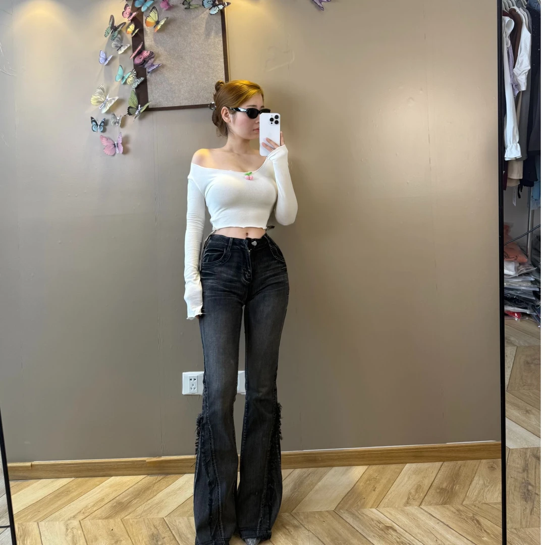 辣妹喇叭裤辣妹上衣i