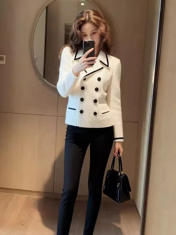 法式小香风秋冬新款韩版时尚气质百搭显瘦针织开衫女毛衣外套上衣