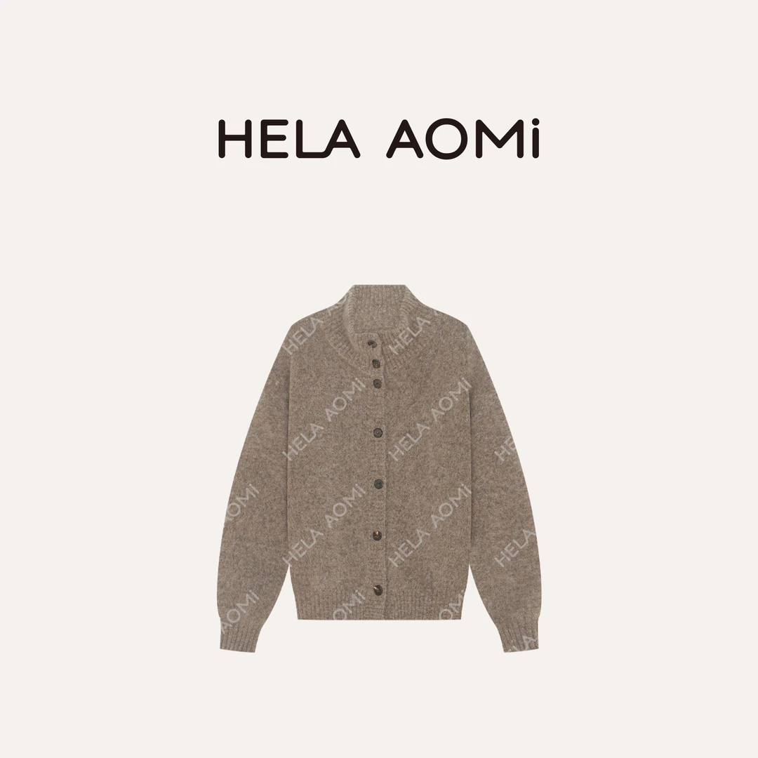 HELA AOMI“安哥拉山羊绒69%”高领单排扣设计叠穿针织衫CY5CM33588