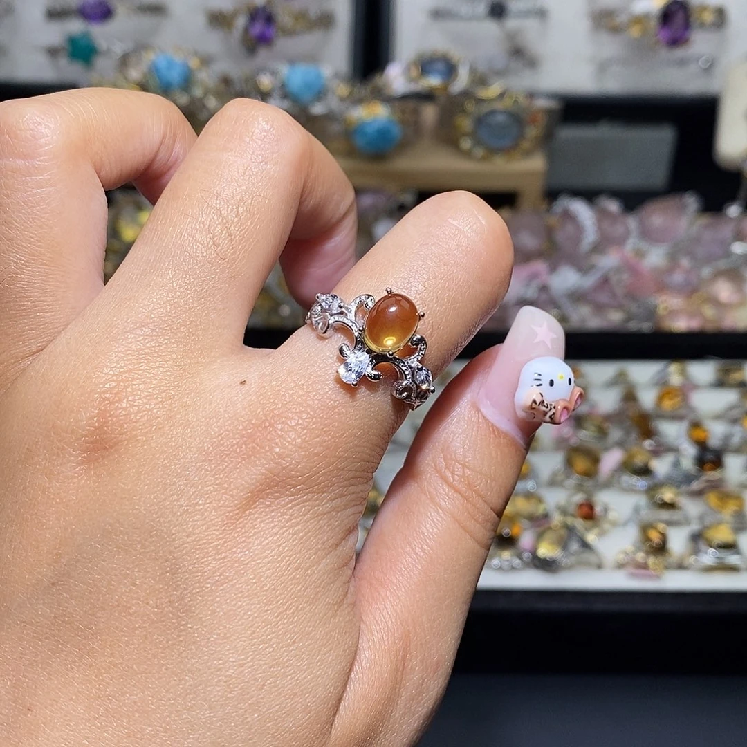 戒指银S925镶嵌黄晶