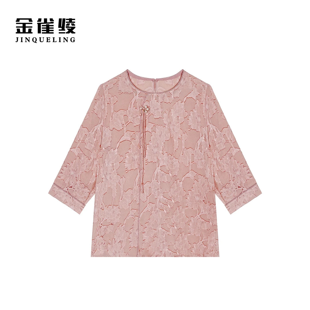 金雀绫【菡萏花开】新中式重工艺设计师款式衬衫SZA1S039
