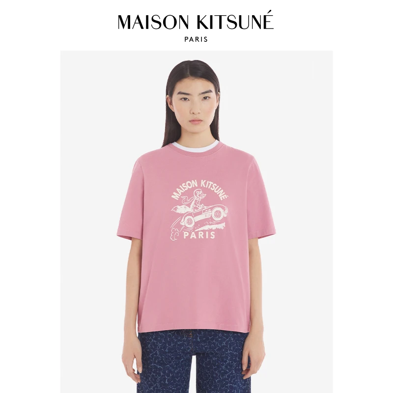 【折扣甄选】Maison Kitsune 女款 春夏 赛车狐狸印花圆领T恤短袖