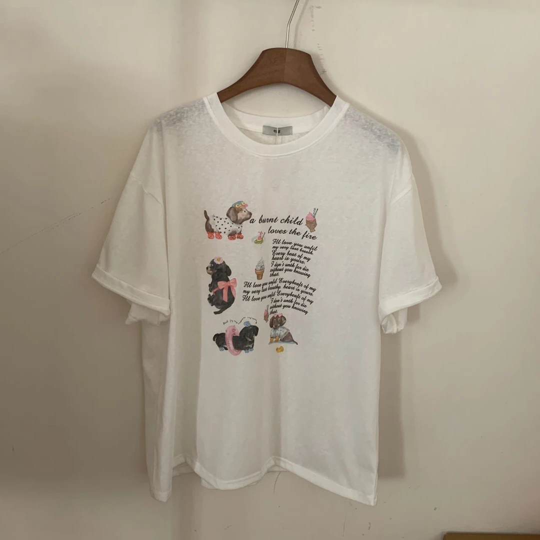 8648 大版红鞋子狗雪花棉短袖