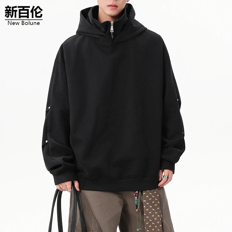 新百伦/NEW BOLUNE美式连帽卫衣男秋季新款潮牌重磅宽松长袖外套