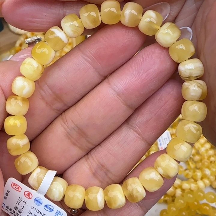 未镶嵌蜜蜡手链金白妖花老型手串