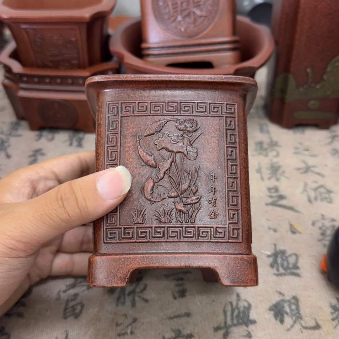 紫砂花盆8x9.5内经紫砂花盆