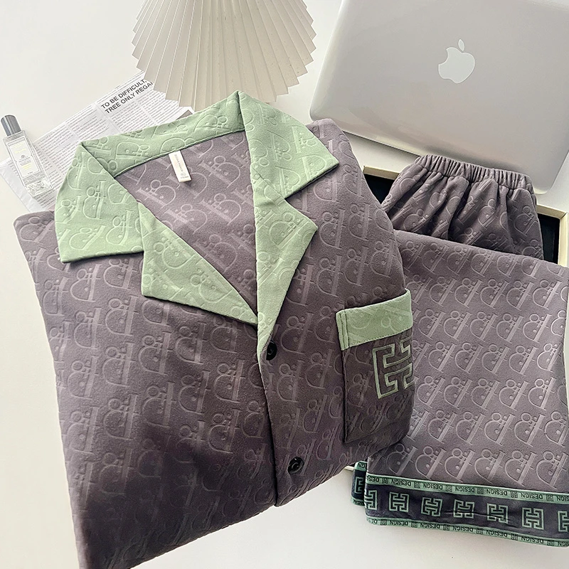 睡衣男款秋冬季加厚德绒2025新款春秋薄绒高档潮款保暖家居服套装