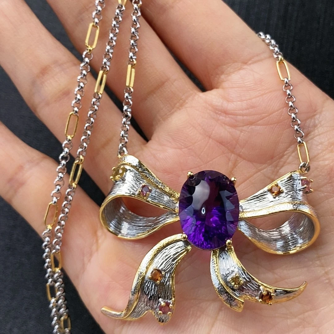 颈饰银S925镶嵌紫晶