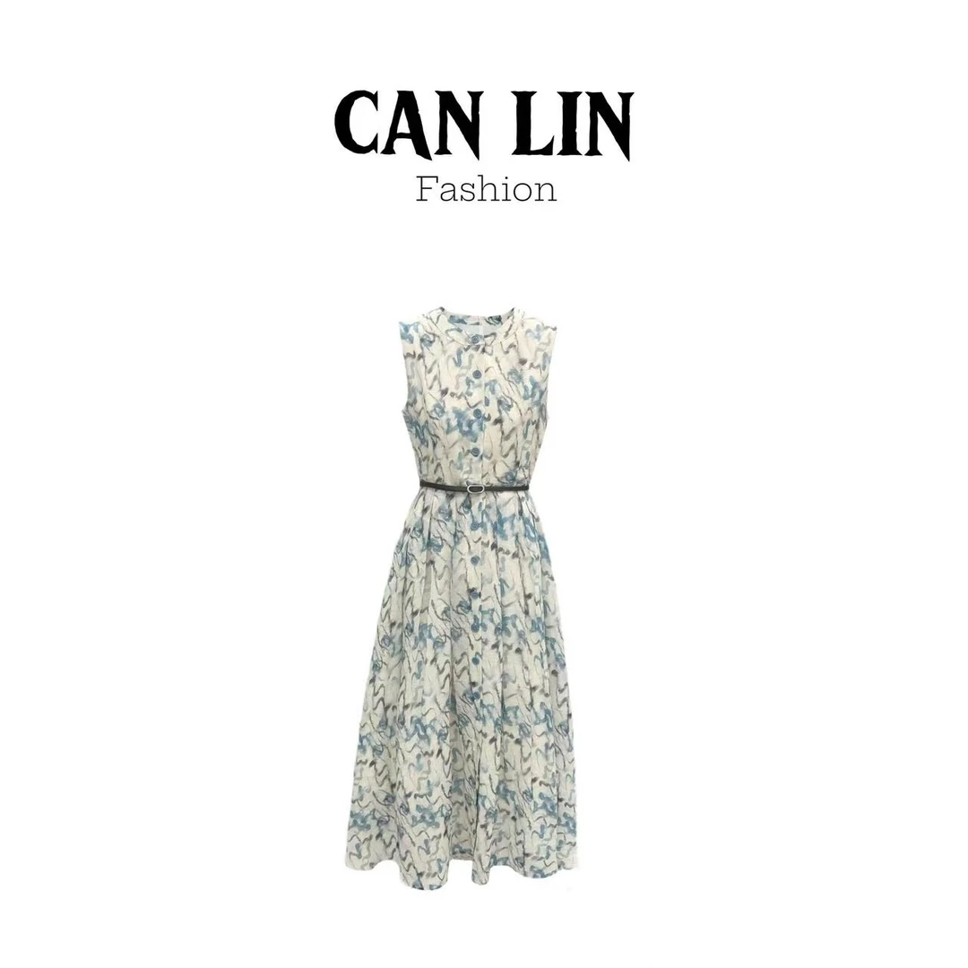 CANLIN|法式简约高级感【100%苎麻】轻盈气质收腰显瘦连衣裙G216