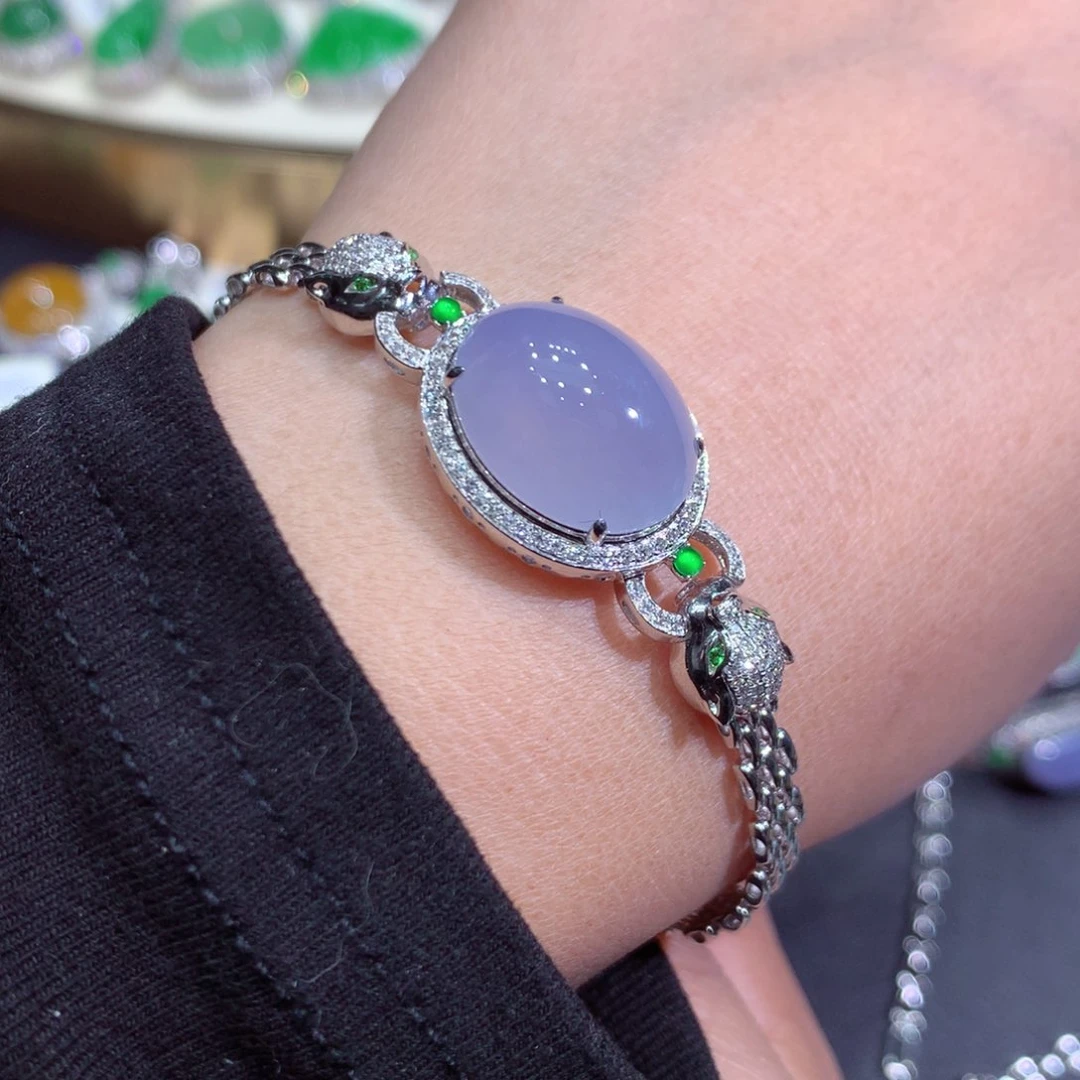 翡翠手链18K金镶嵌翡翠