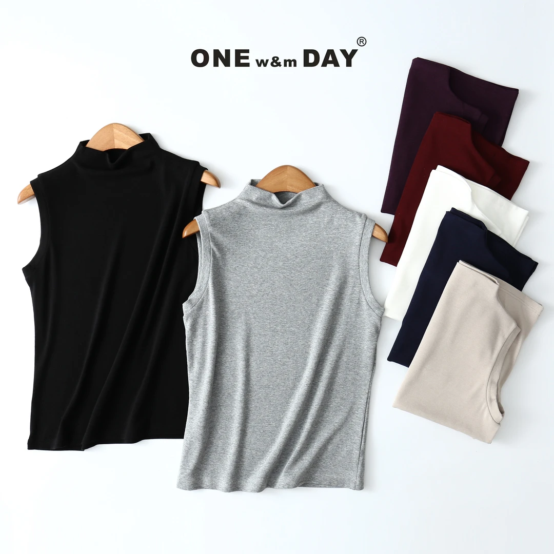 云深「外贸半高领无袖打底」休闲百搭半高领无袖打底T恤S480230-O