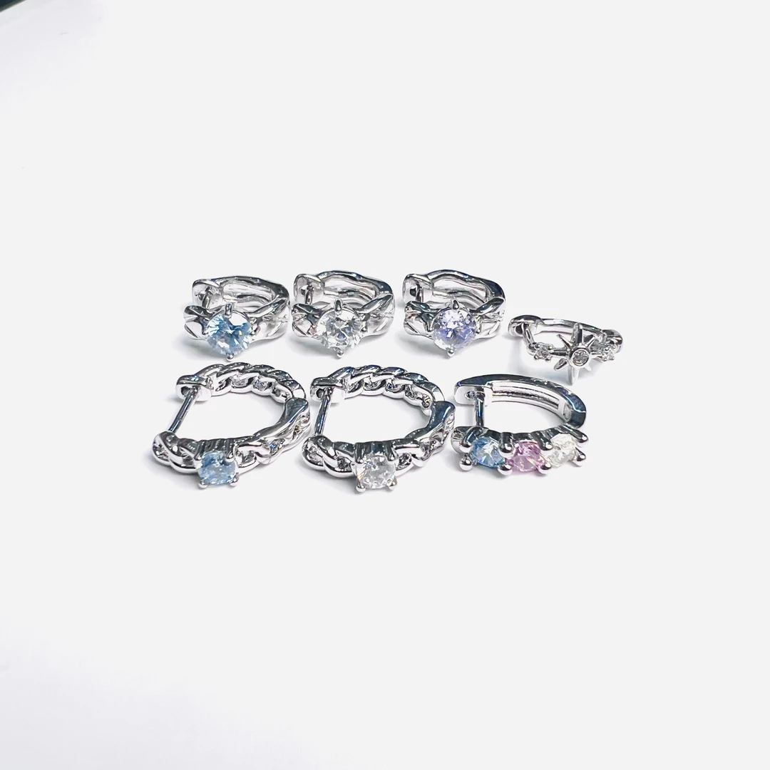 钛钢锆石耳饰 百搭设计感耳扣耳骨钉