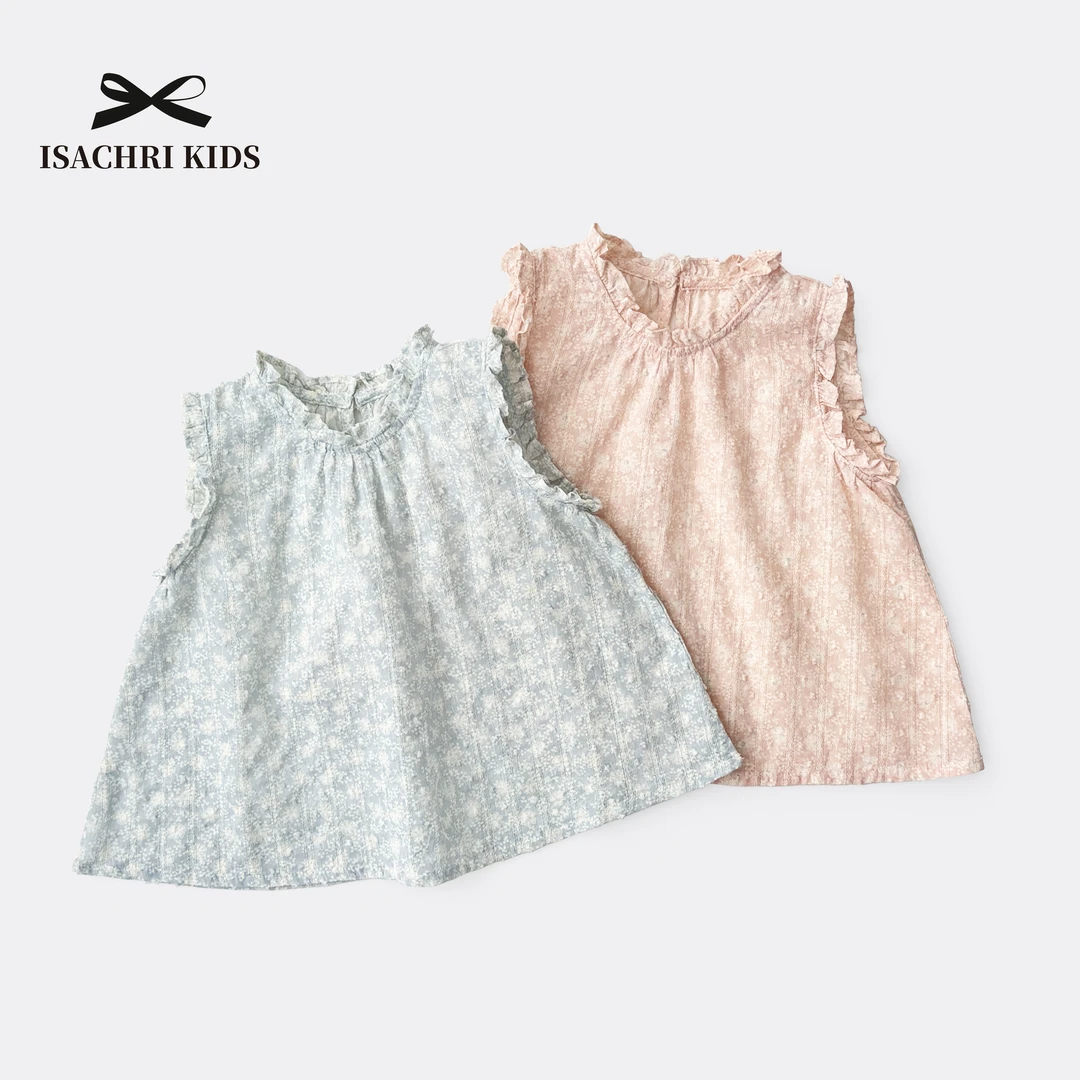 【1月5日反季清】小苍兰女童夏装碎花娃娃衫小清新无袖上衣 IS557