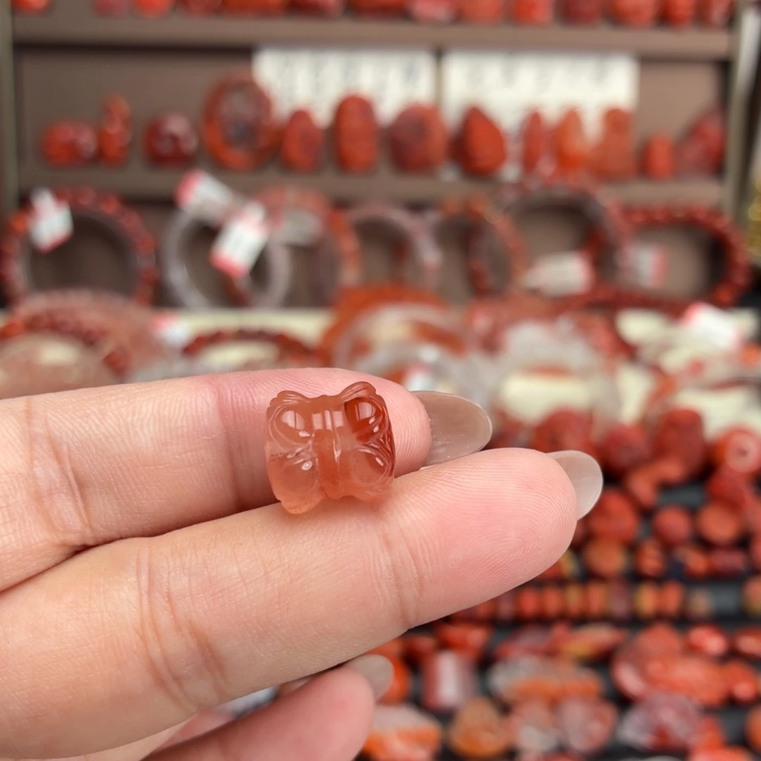 南红玛瑙未镶嵌颈饰12咪➕通孔并蒂莲