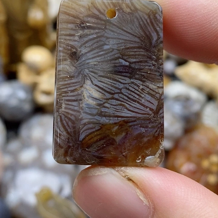 颈饰未镶嵌硅化珊瑚（珊瑚玉）有瑕 小