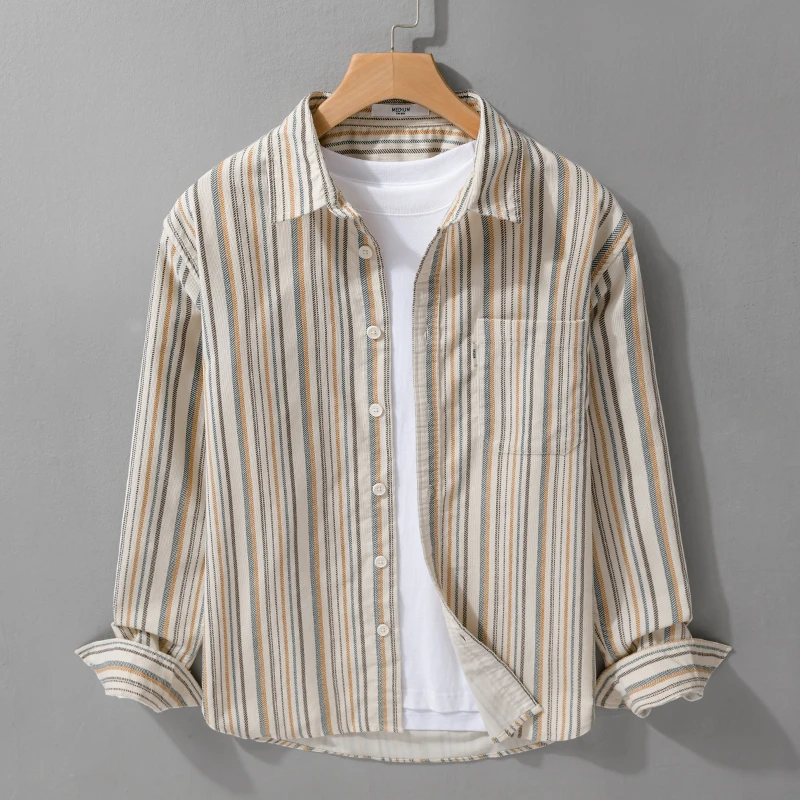 法国Cebrodz秋季日系复古灯芯绒长袖衬衫男文艺宽松休闲衬衣新款