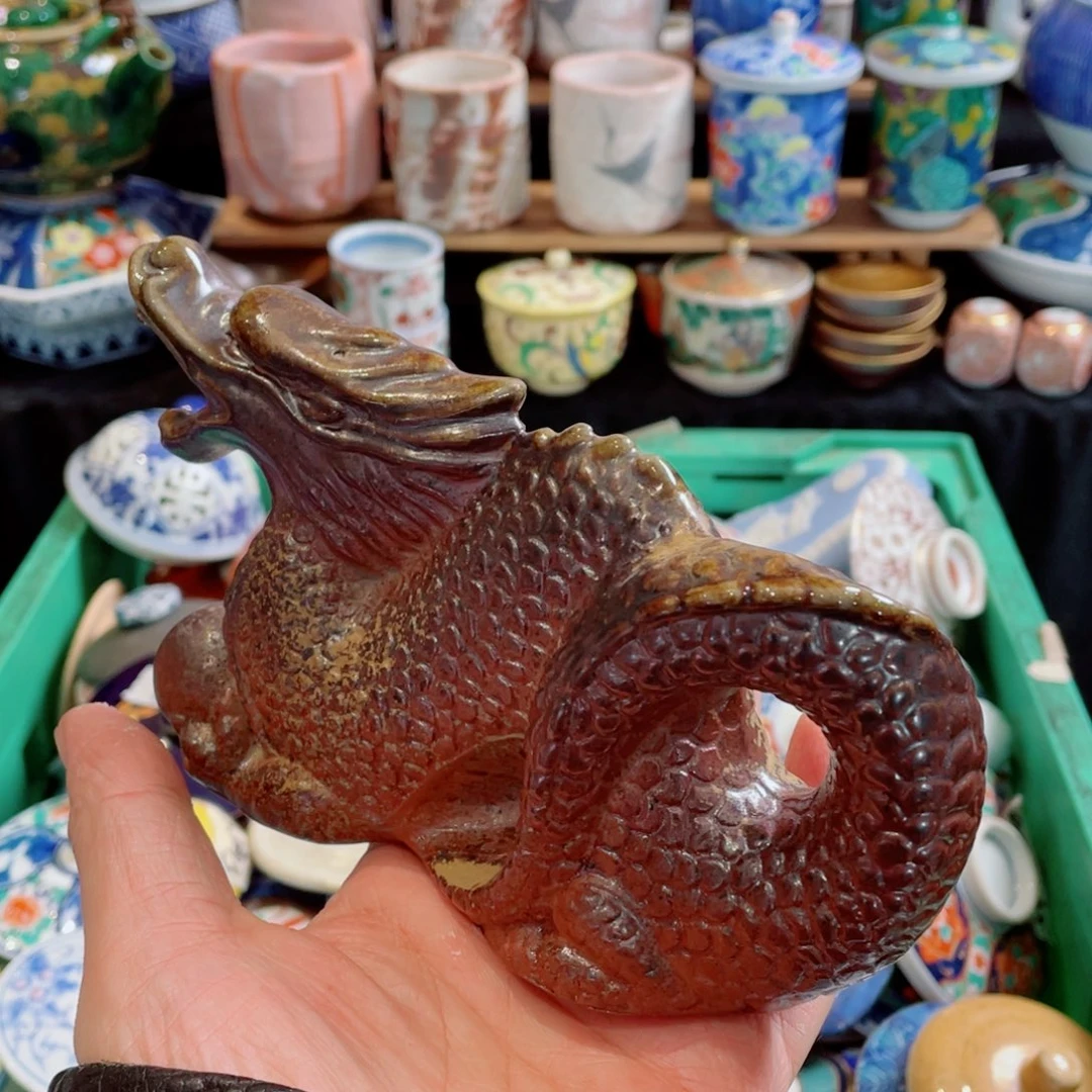 瓷片有款备前龙摆件