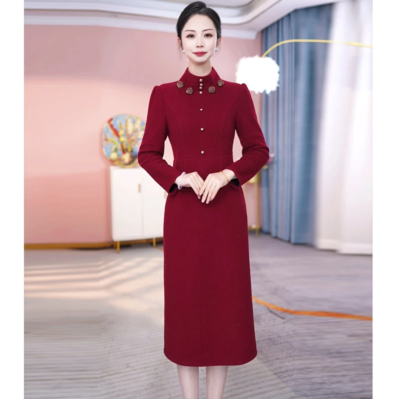 JG-24D294 新款2024年冬季时尚气质优雅显瘦假两件连衣裙 M-4XL