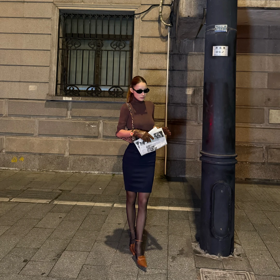 DAS【鱼姫线条】御姐丰胯显瘦褶皱包臀开叉裙