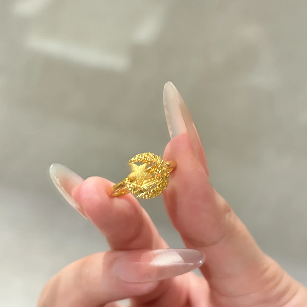 足金999实心星月织梦戒指可调节轻奢精致时尚水贝批发价先鉴后发