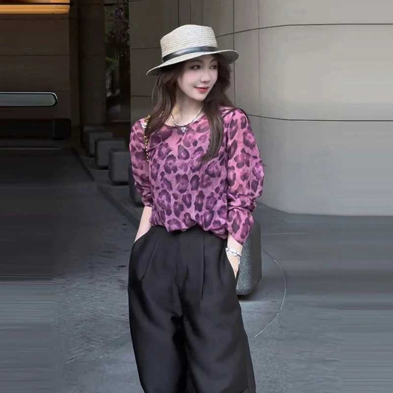 6623豹纹上衣夏季薄款长袖防晒衫