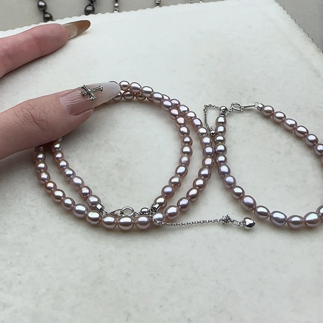 银S925镶嵌套装98淡水珍珠