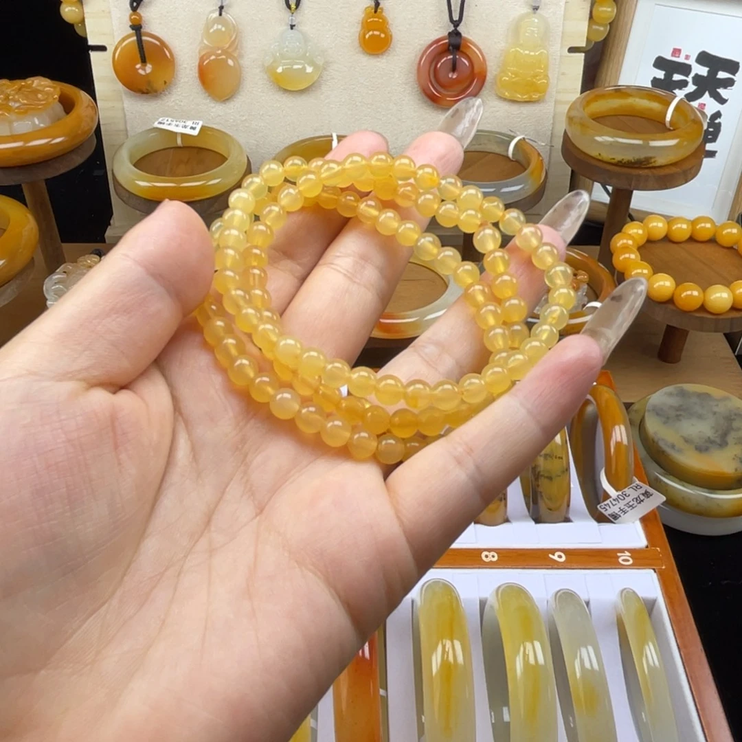 石英质玉（黄龙玉）未镶嵌手链缅黄