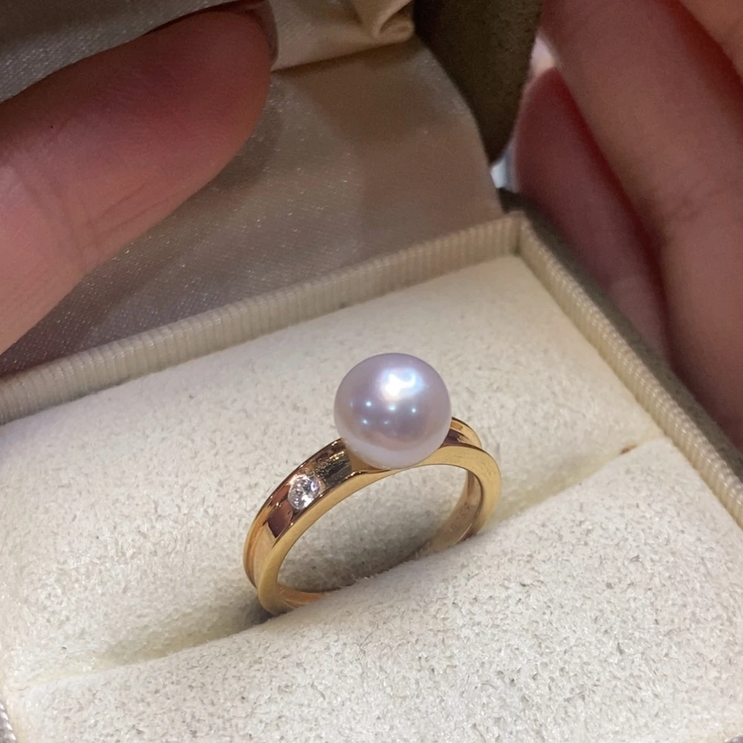 淡水珍珠戒指银S925镀金镶嵌