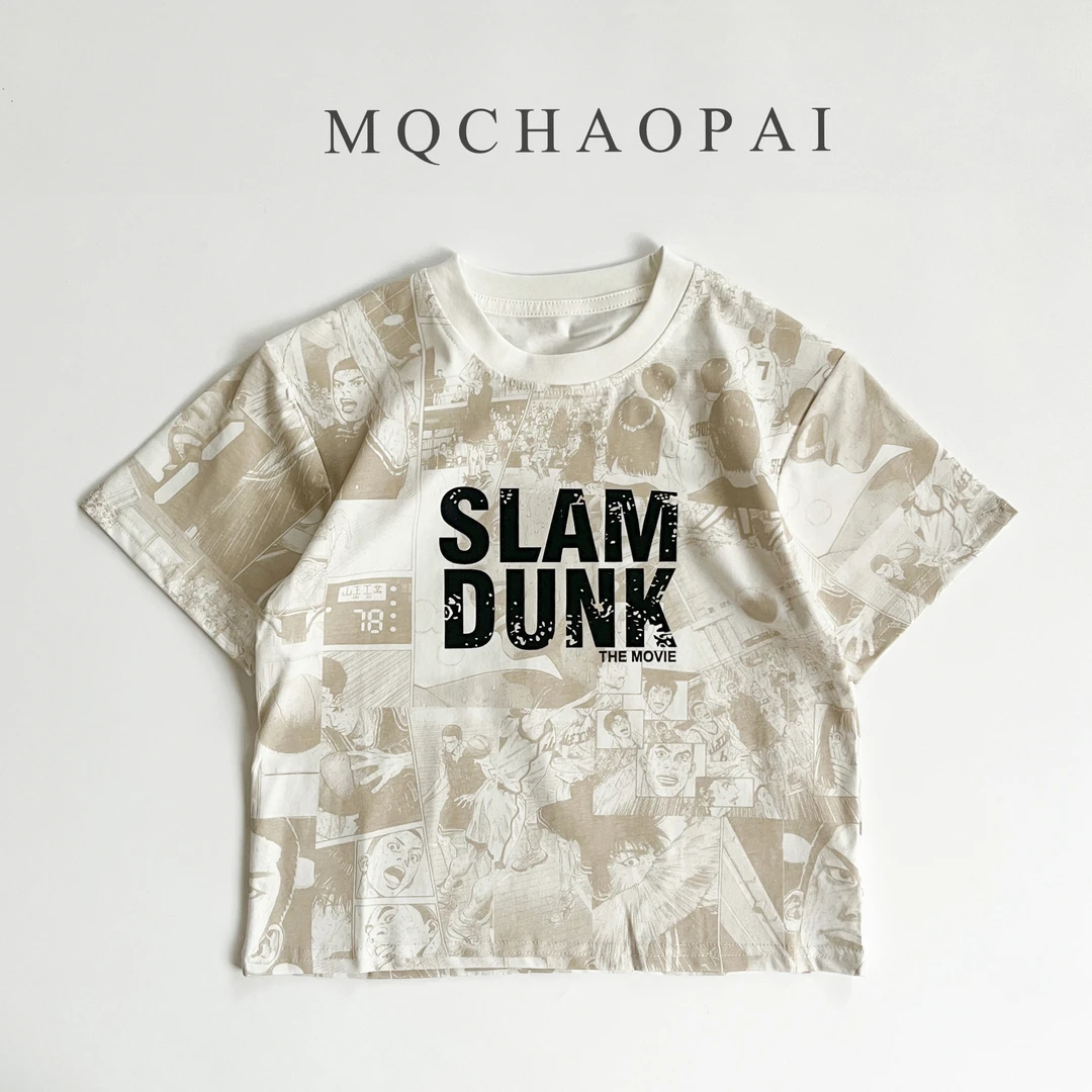 391夏新款款儿童短袖中大童男女童上衣半袖满印休闲T恤圆领夏季