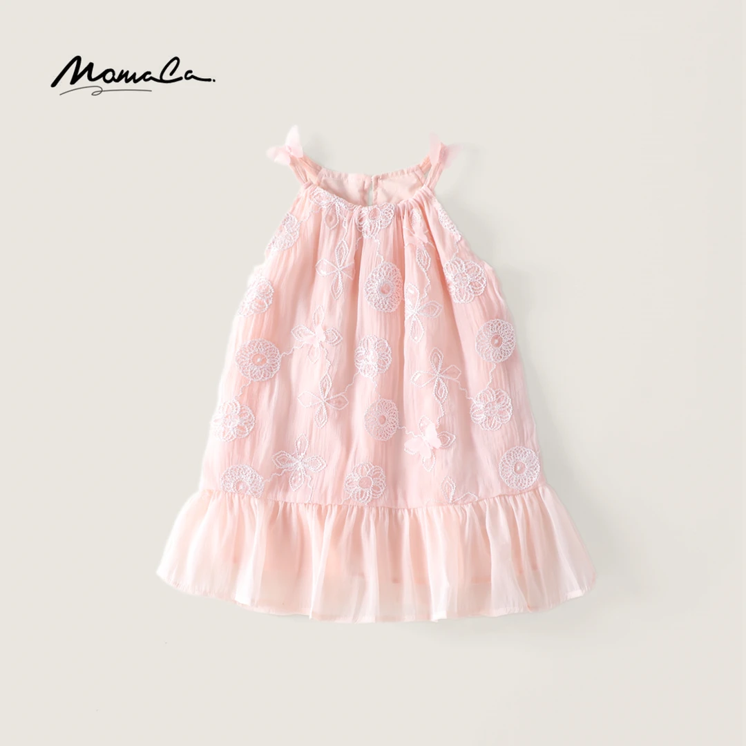 MOMOCO夏季女童A字裙吊带裙甜美洋气公主风连衣裙77620477005