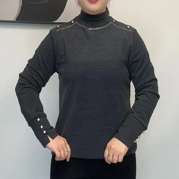 865冬季新款加绒一体绒女保暖打底衫时尚百搭显瘦设计感长袖上衣