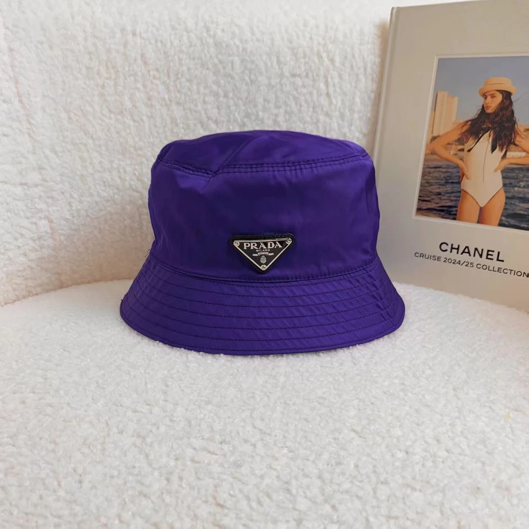 99新 Prada/普拉达 壹臻/蓝紫色尼龙渔夫帽 M /43246693