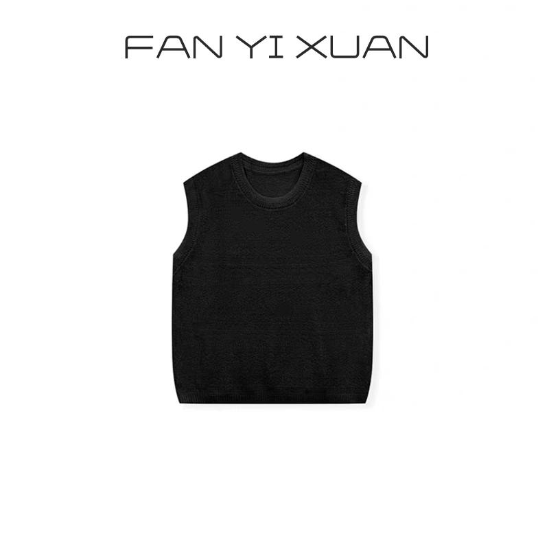 天丝亚麻法式气质夏季极简圆领肌理感显瘦针织背心女