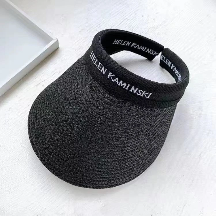 空顶帽子女时尚草编遮阳太阳帽户外休闲沙滩防晒帽