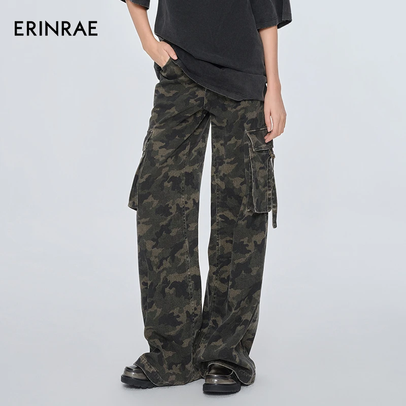 ERINRAE夏季新款潮裤迷彩裤工装阔腿长裤EH236351CO71