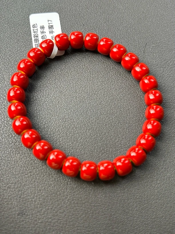 深圳水贝 足金 卡8珐琅彩红色手串 古法工艺 克价831/g
