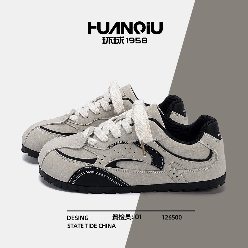 环球休闲德训鞋女款2025秋季新款百搭内增高板鞋轻便学生鞋子女鞋