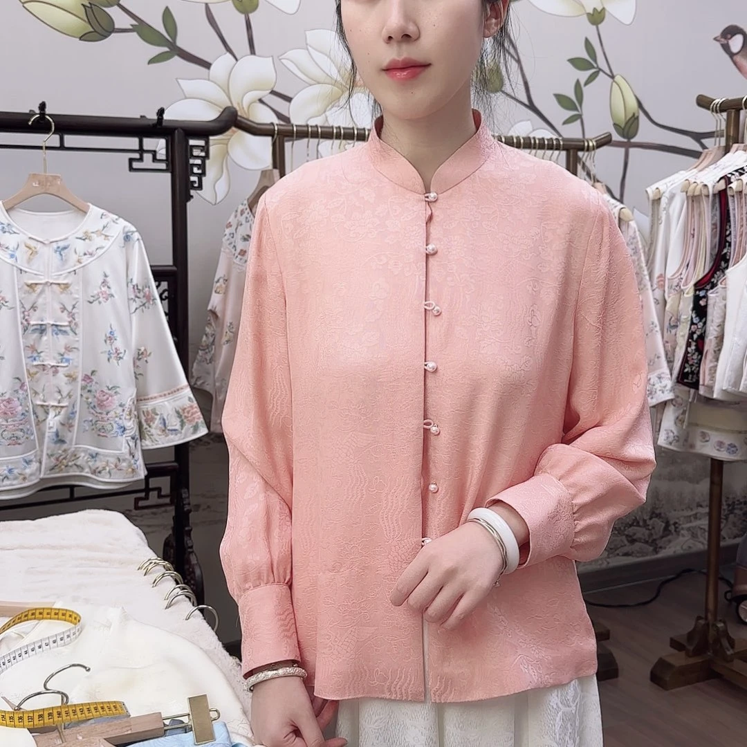 苏罗衬衫凤穿花卉